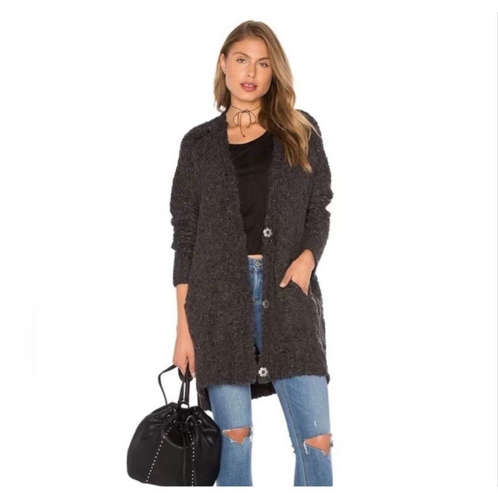 Free People Rare Alpaca Wool Blend Boucle Cardigan Size XS